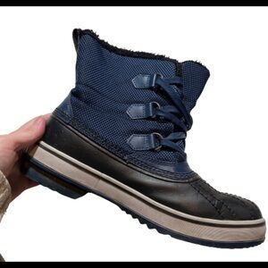 Sorel Womens Waterproof Faux Fur Boot Black Blue Size 9 NL2010-591.